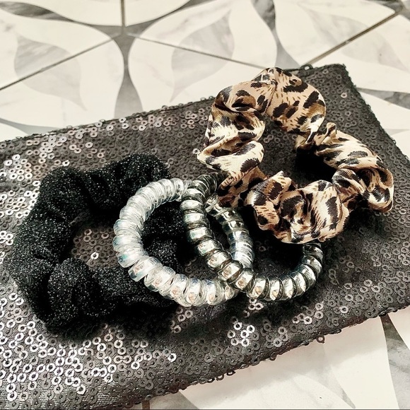 Phone Cord Hair Ties - Set of 5 ‘Metallics’ - Picture 7 of 7